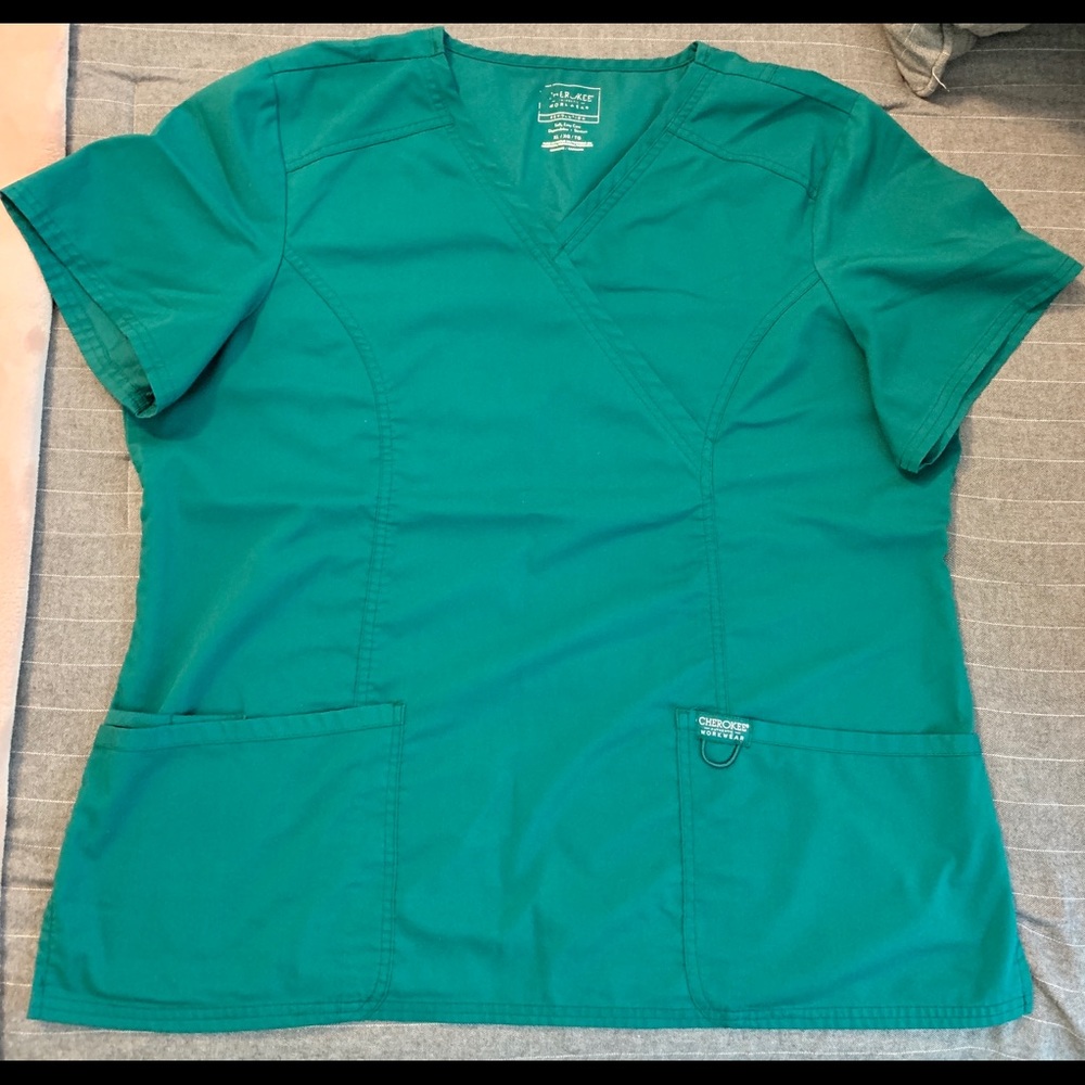 Cherokee Workwear Hunter Green Scrub Top